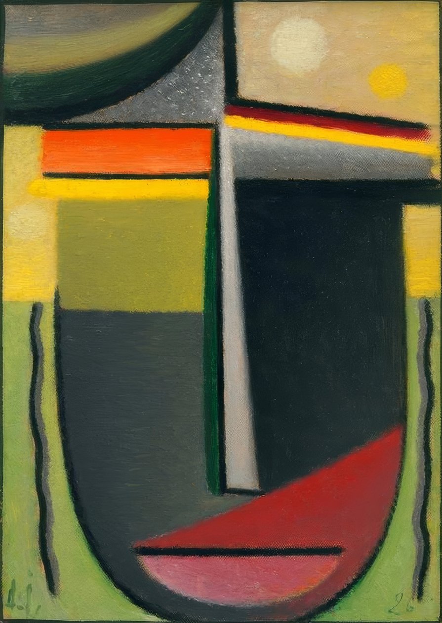 Soyut kafa: İçeride yeşil görünümlü - altın by Alexej von Jawlensky