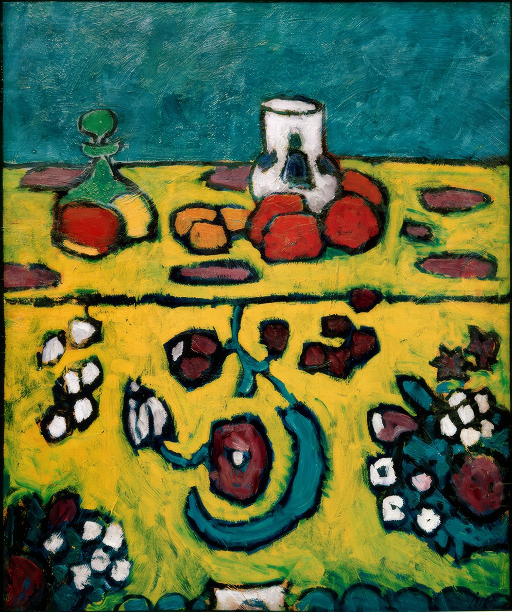 Renkli bir battaniye ile natürmort by Alexej von Jawlensky