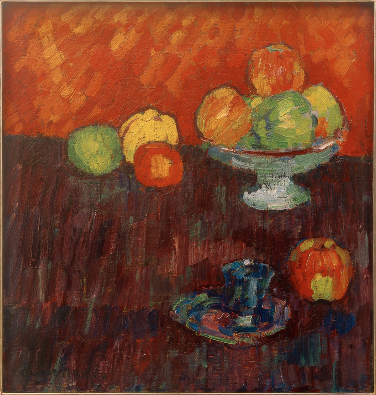 Elma ve mavi kupa ile natürmort by Alexej von Jawlensky