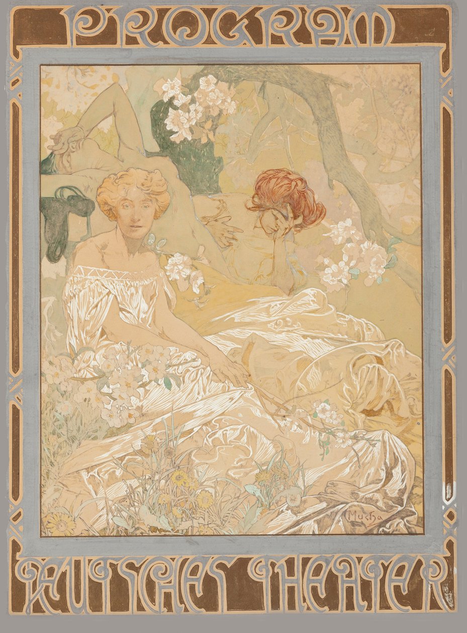 Alman oyun evi. Tiyatro programı, 1908. by Alfons Marie Mucha