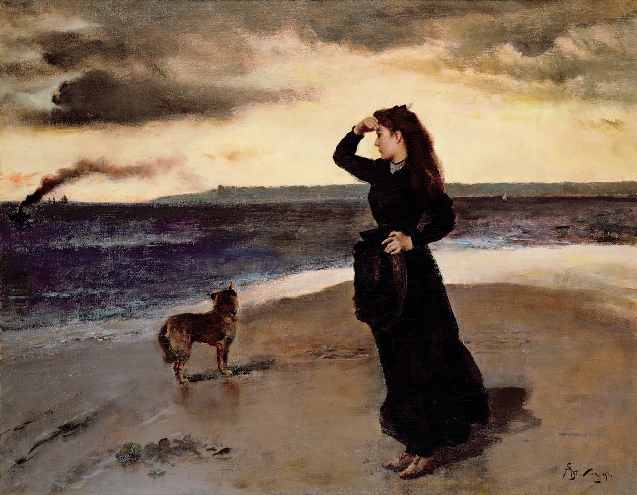 ಸಮುದ್ರ ತೀರದಲ್ಲಿ ವಿದಾಯ, 1891 ಟರ್ಕ್ by Alfred Emile Stevens