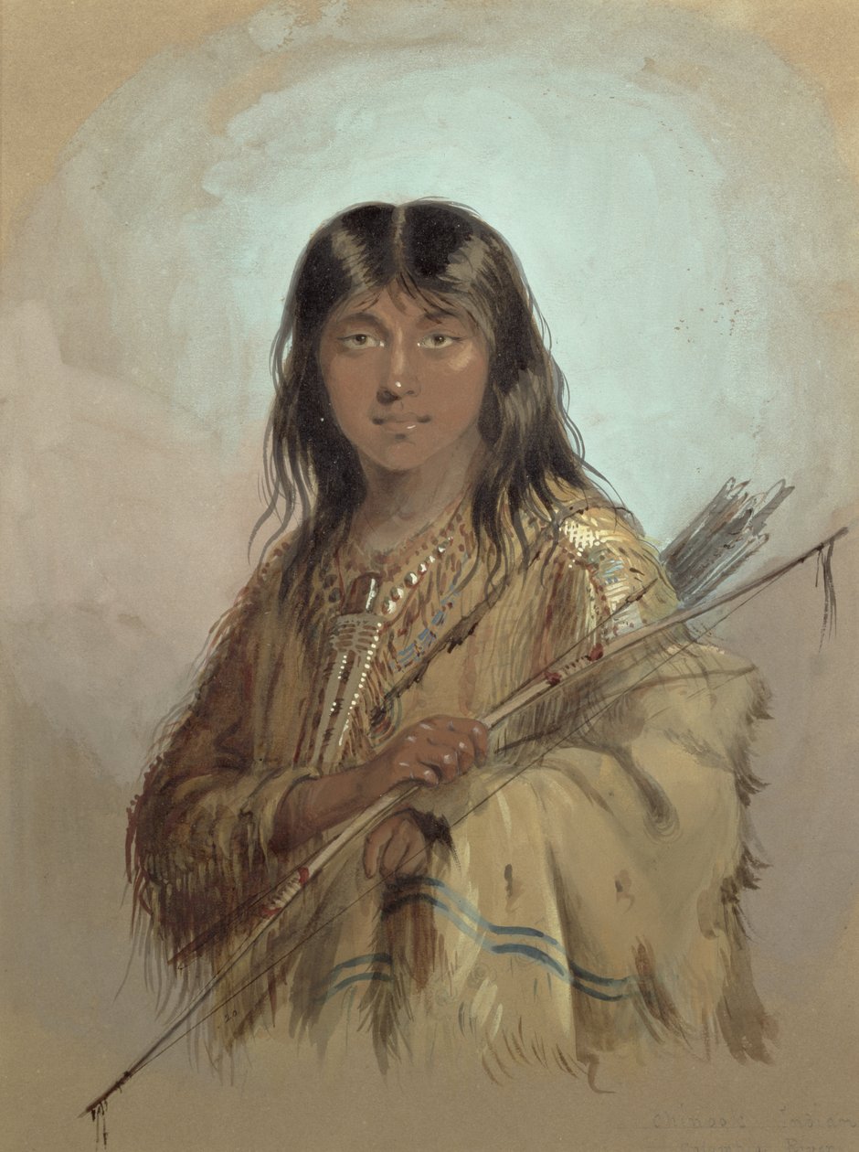 Chinook Indian, Columbia Nehri by Alfred Jacob Miller