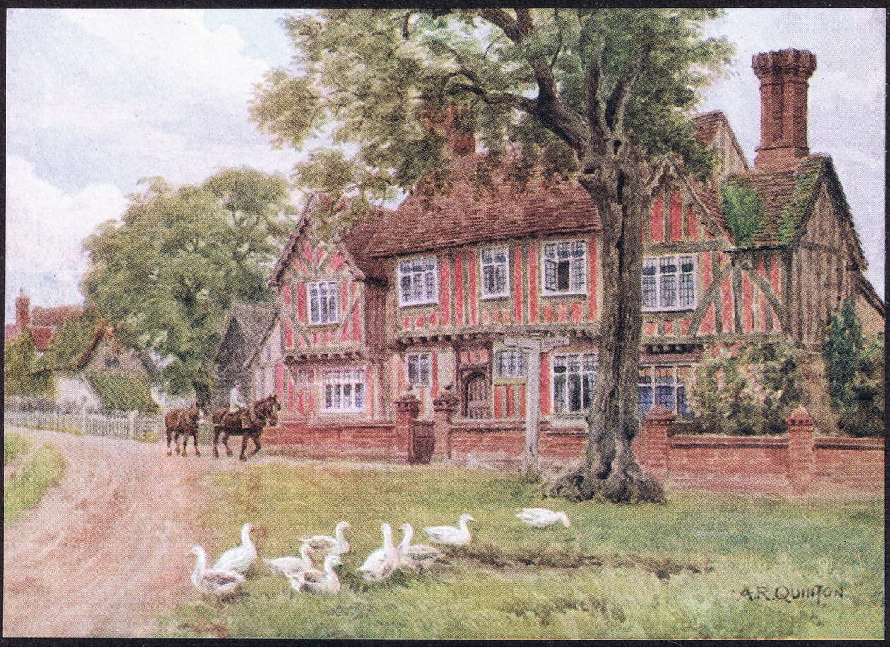 Çiftlik Evi, Brent Eleigh, Suffolk, Dent & Sons Limited tarafından yayınlanan The Cottages and the Village Life of Rural England, 1912 by Alfred Robert Quinton
