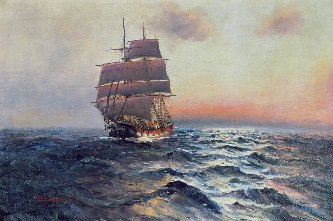 Denizde Yelkenli Gemi, c.1910 by Alfred Serenius Jensen