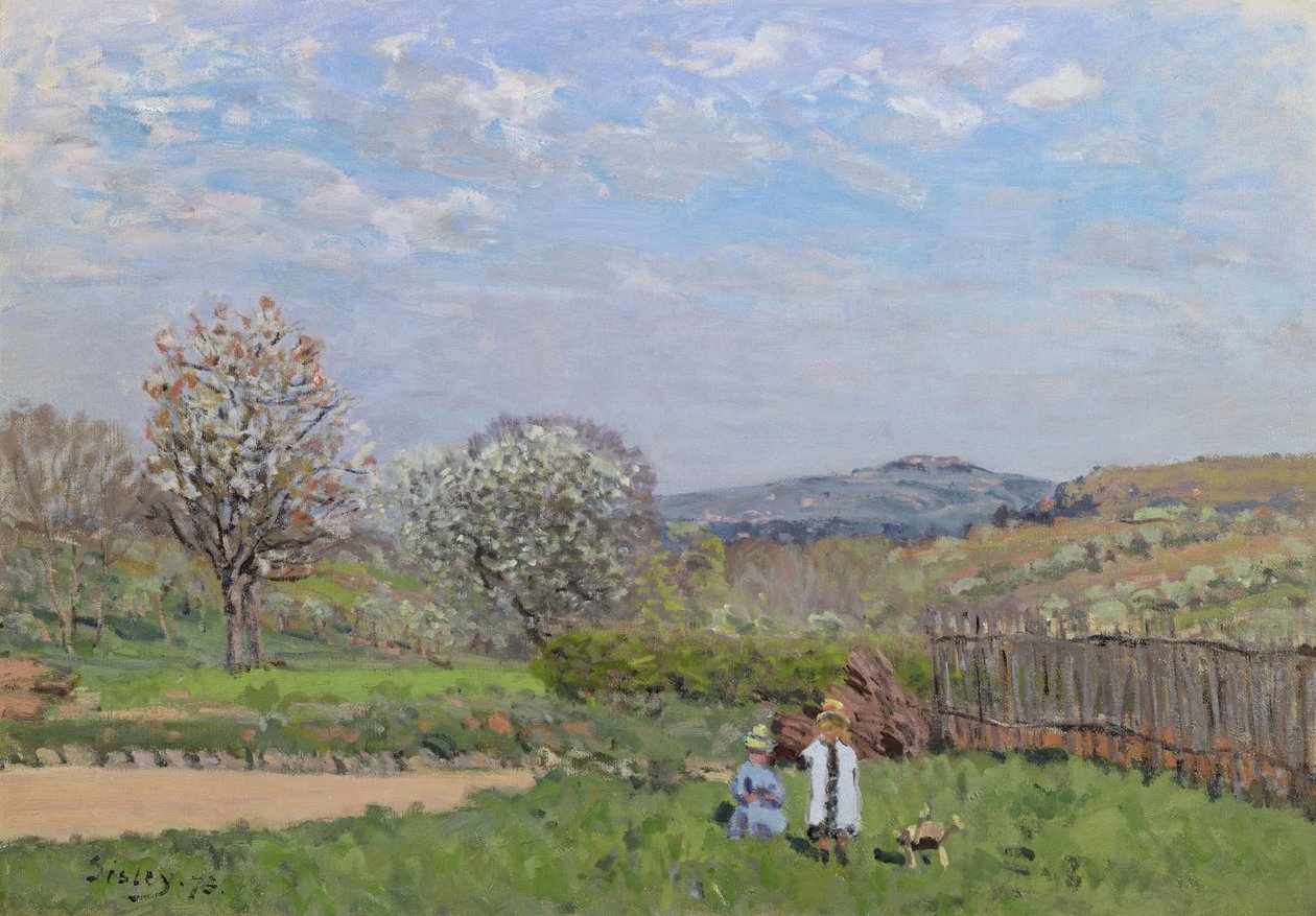 ಹುಲ್ಲುಗಾವಲು ಟರ್ಕಿಯಲ್ಲಿ ಆಡುವ ಮಕ್ಕಳು by Alfred Sisley
