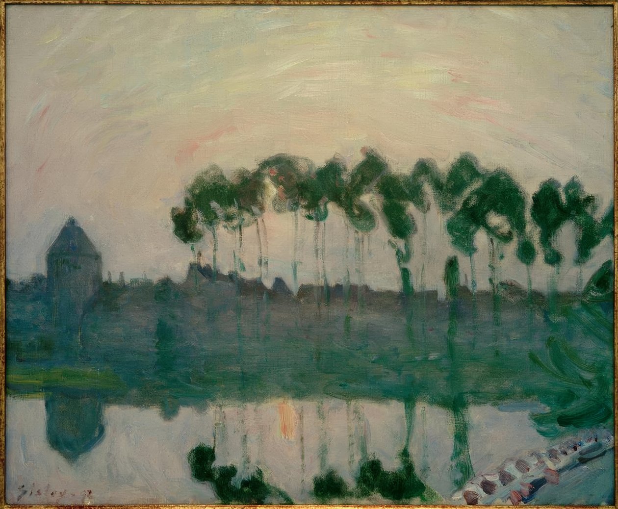 Moret yakınlarında gün batımı by Alfred Sisley