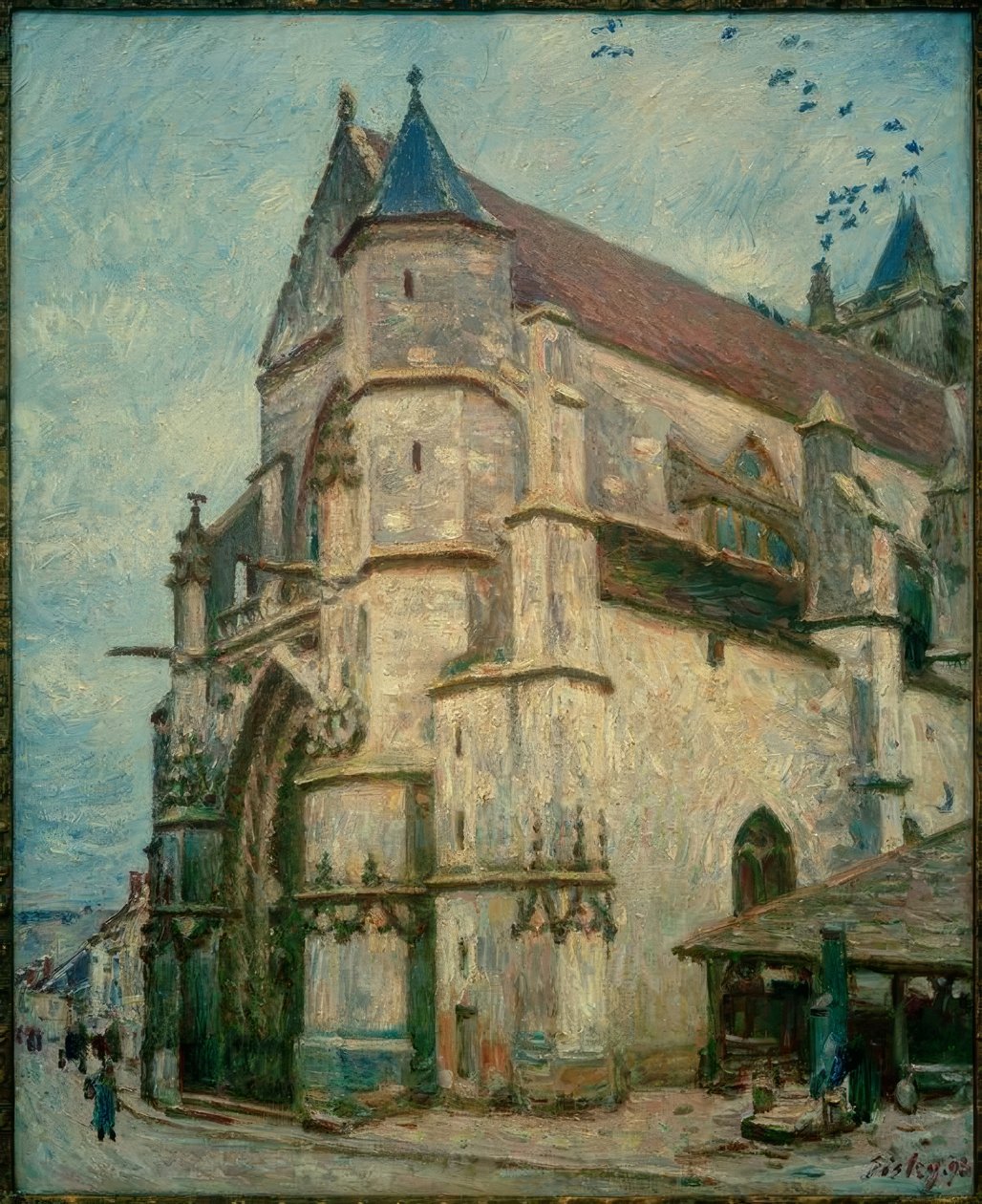 Öğleden sonra eski bir kilise by Alfred Sisley