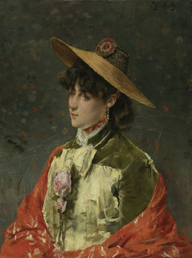 Hasır şapkalı kadın by Alfred Emile Stevens