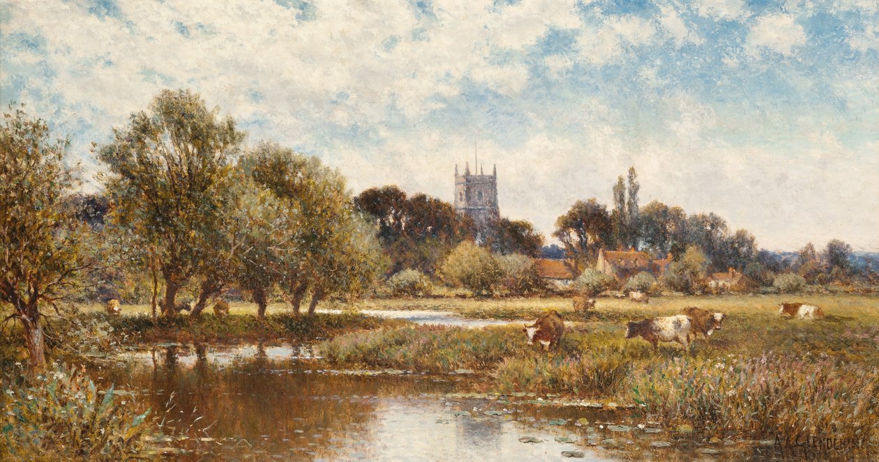 Sığır sulama, Kempstead-on-Thames by Alfred Augustus Glendening