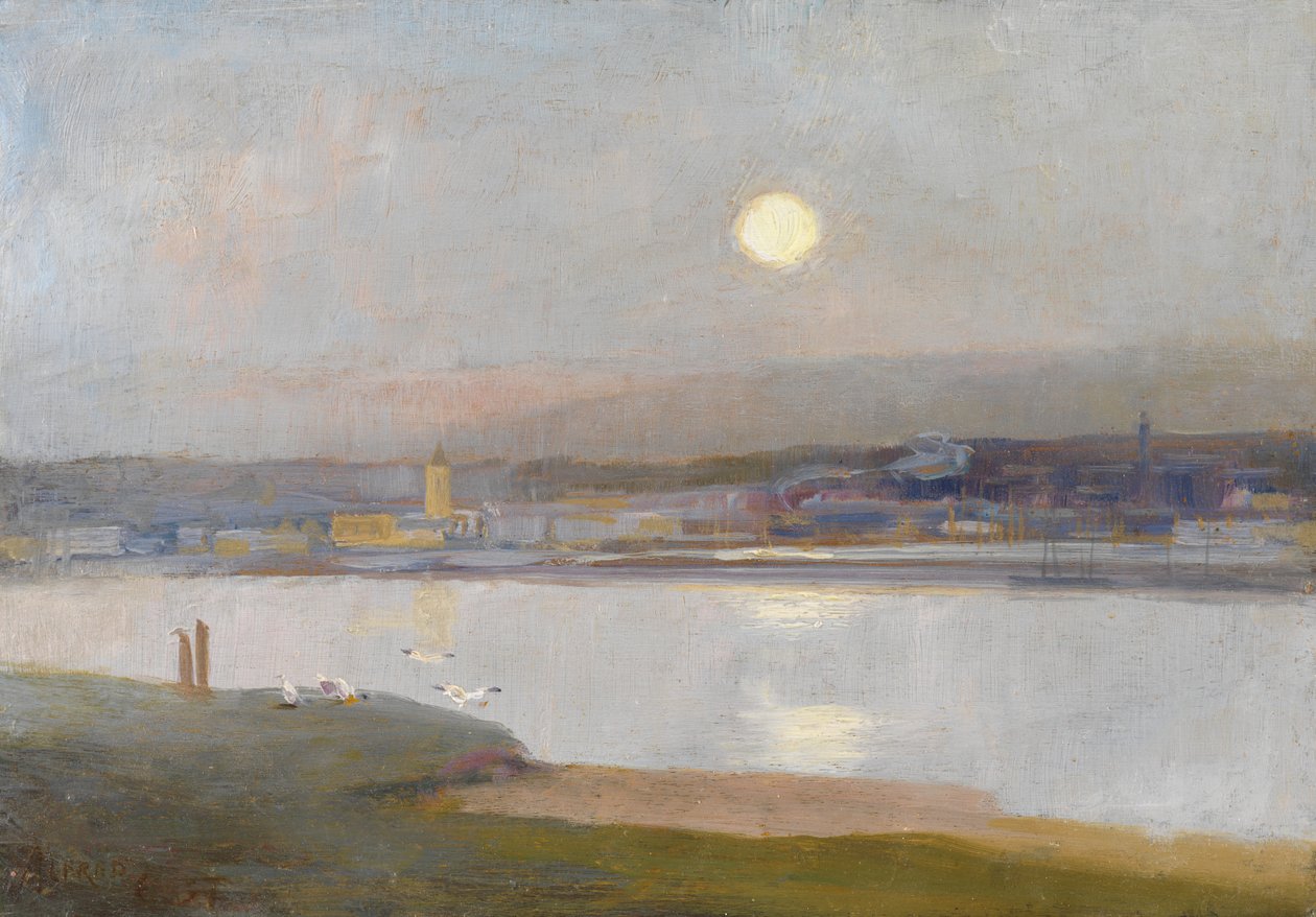 Moonrise Over Hayle, Lelant'tan, c.1892 by Alfred East