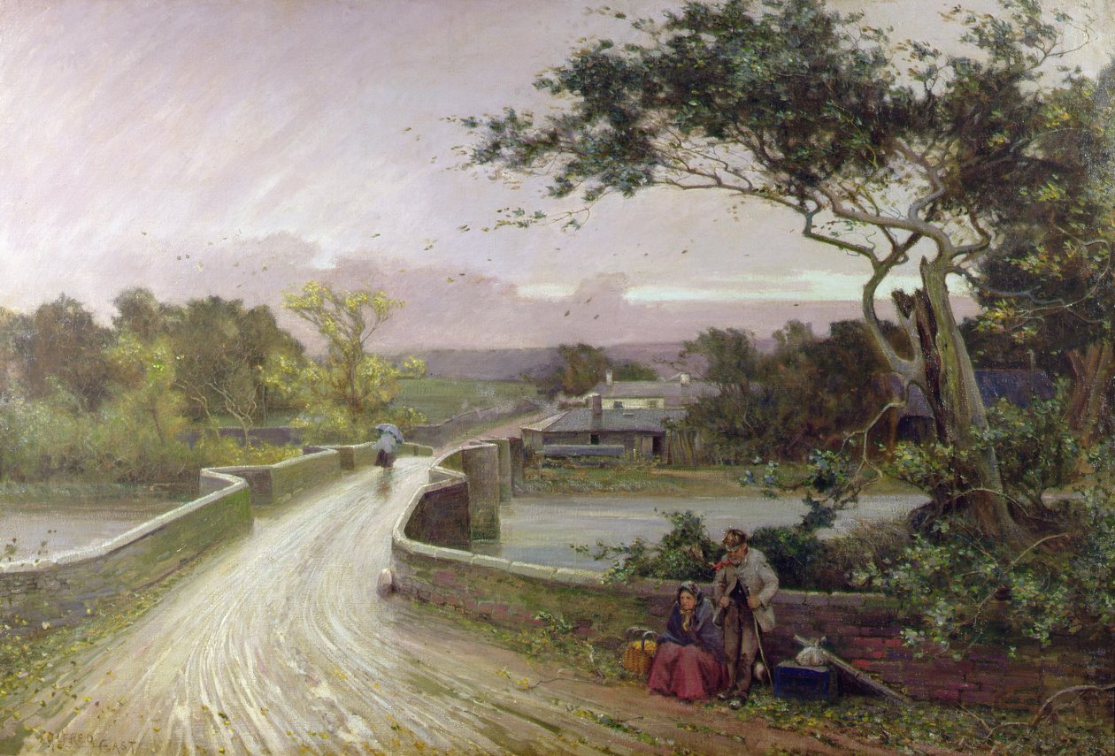 Newby Bridge, Windermere (tuval üzerine yağlı boya) by Alfred East