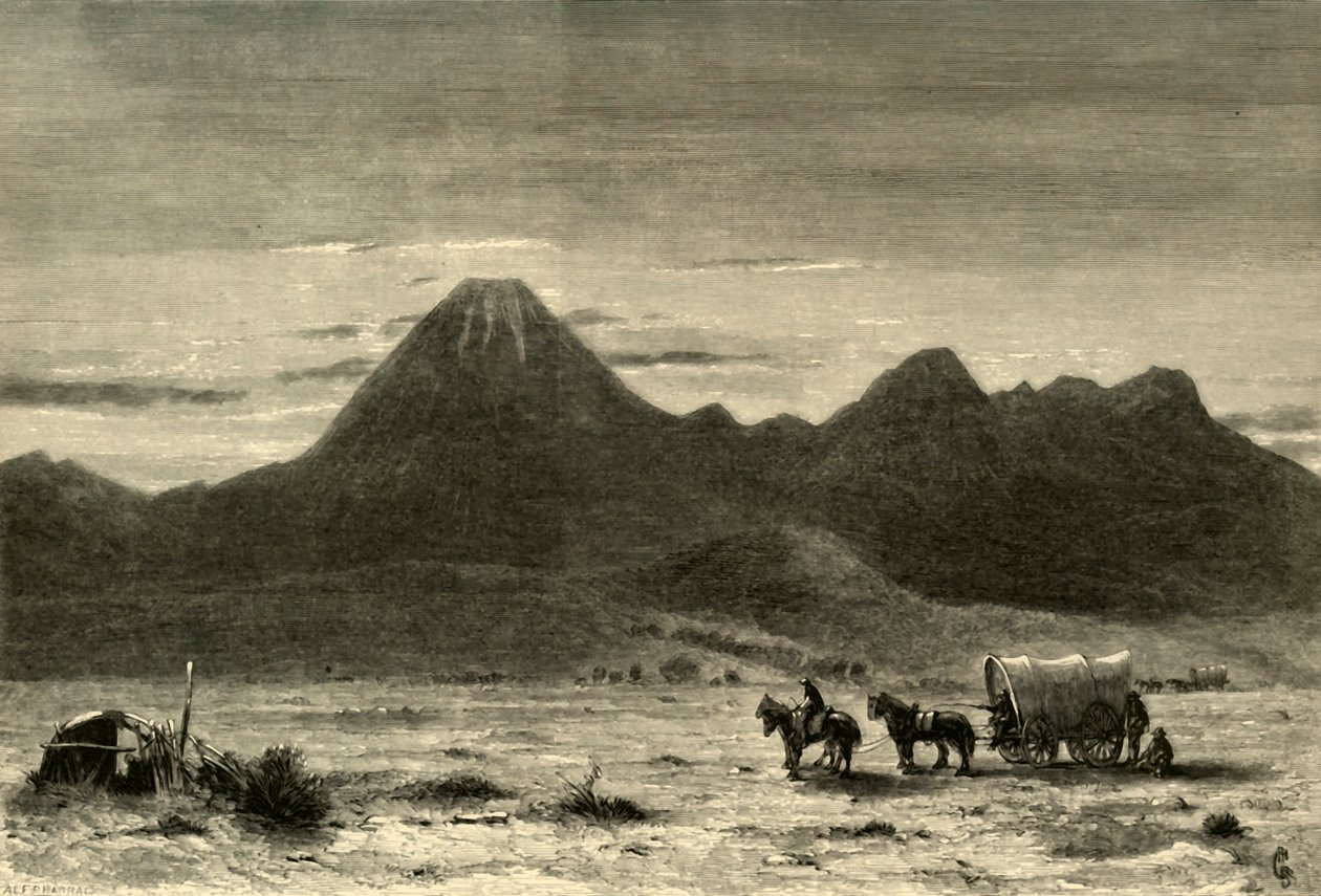 "Lassens Butte, Sacramento Vadisi", 1872. by Alfred Harral