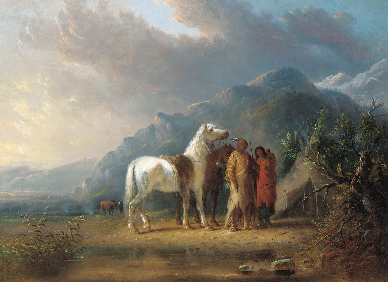 Sioux Kampı (tuval üzerine yağlı boya) by Alfred Jacob Miller