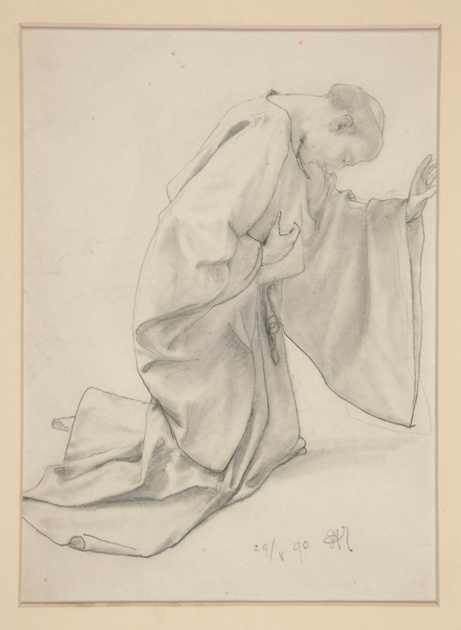 keşiş diz çökmüş by Alfred Parsons