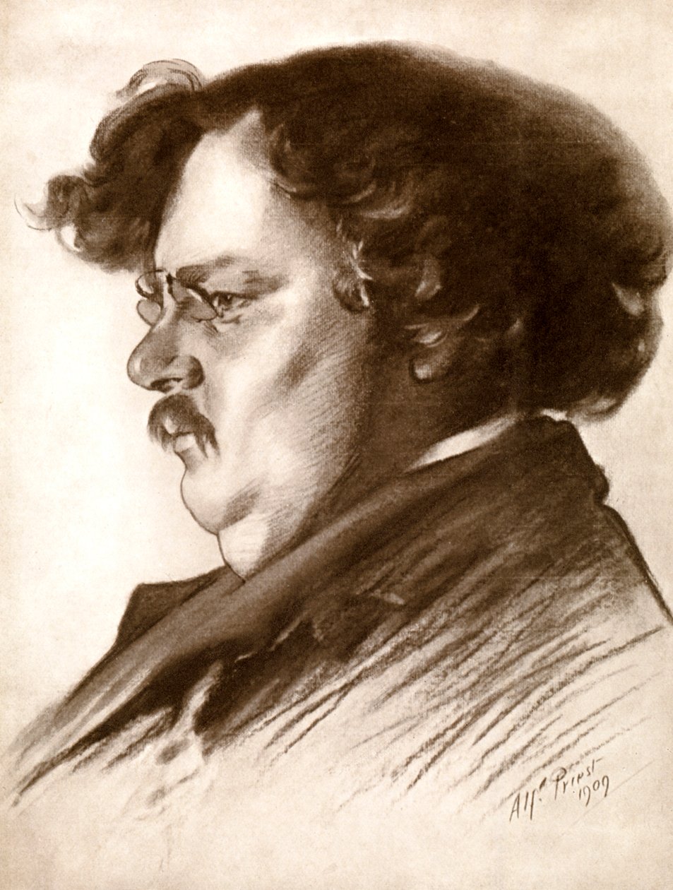 Gilbert Keith Chesterton, İngiliz yazar, 1909 1910. by Alfred Priest