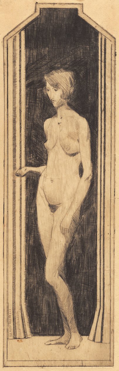 Dar alanda çıplak kadın ayakta by Alfred Simonsen