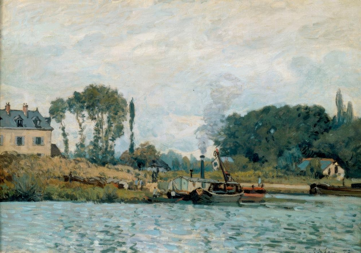 Bougival kilidindeki tekneler by Alfred Sisley