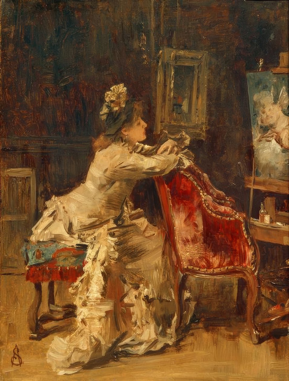 A.Stevens, Bekleme veya Atölye by Alfred Emile Stevens