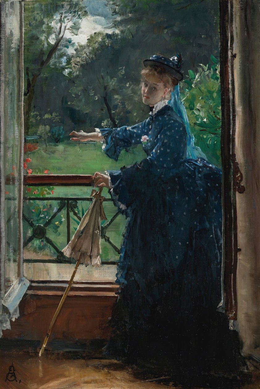 Balkondaki Kadın. by Alfred Emile Stevens