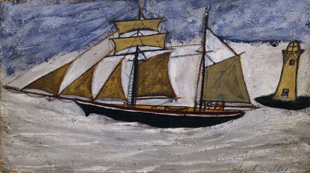 Tekne ve Deniz Feneri by Alfred Wallis