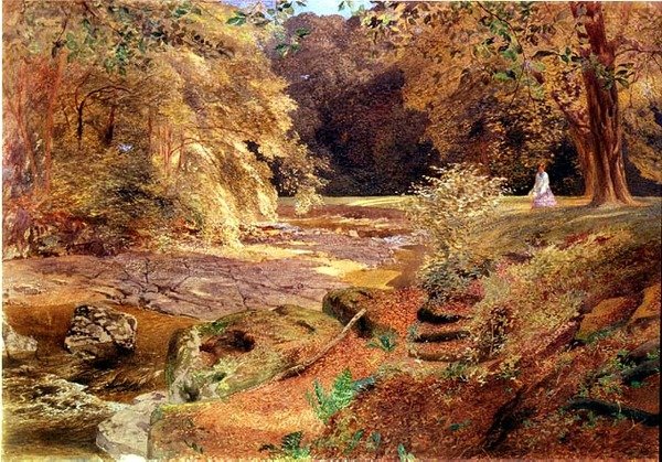 Bayan kayalık bir dere tarafından by Alfred William Hunt