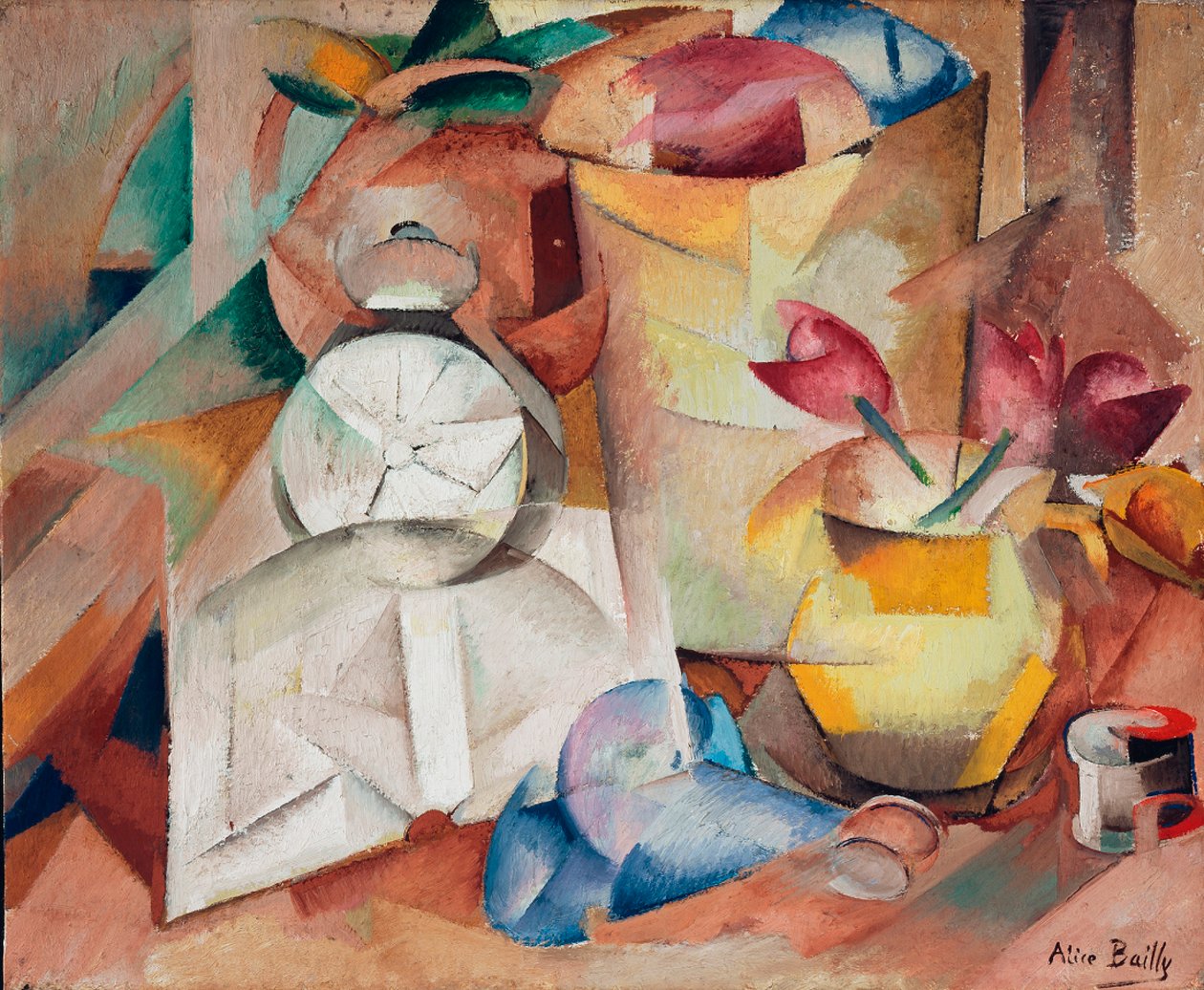 Çalar saatli natürmort, 1913. by Alice Bailly