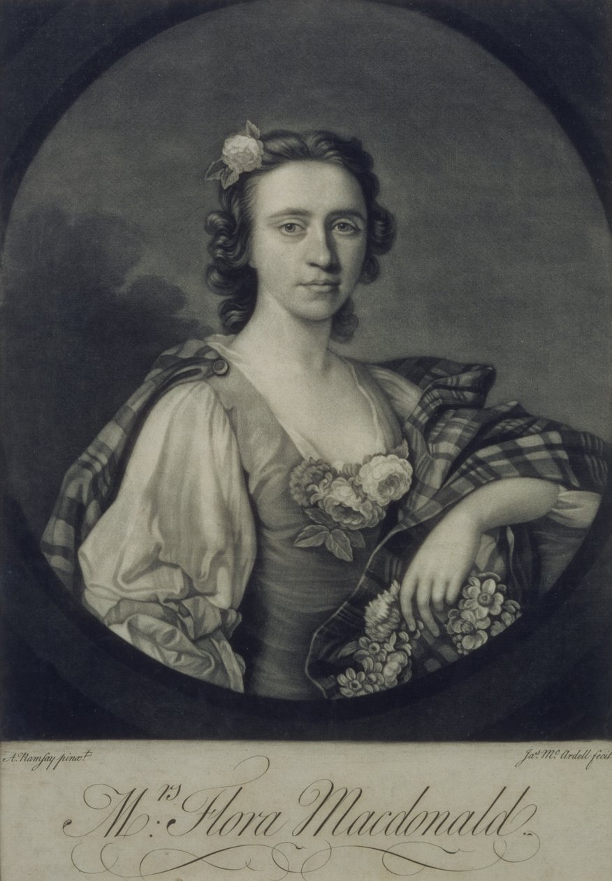Flora MacDonald, James McArdell tarafından kazınmış (mezzotint) by Allan Ramsay