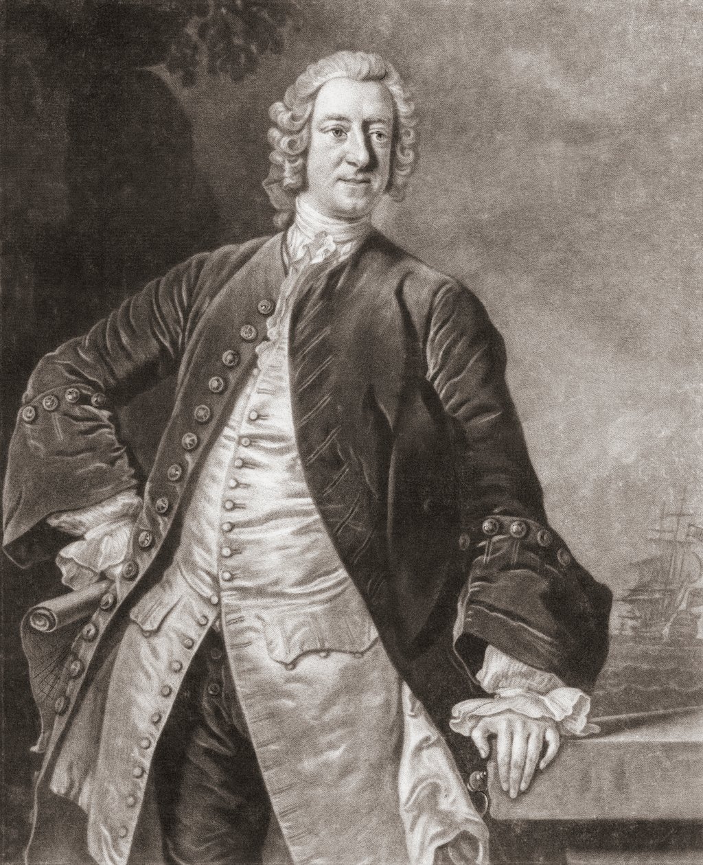 Amiral Edward Boscawen. Vesika. by Allan (after) Ramsay