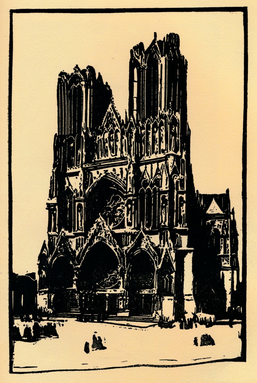 Reims Katedrali , 1914, 1918 by Allan Douglass Mainds
