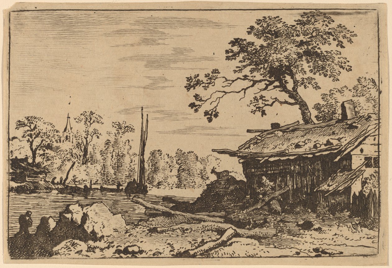 Ruinous Hut, muhtemelen c. 16451656. by Allart van Everdingen