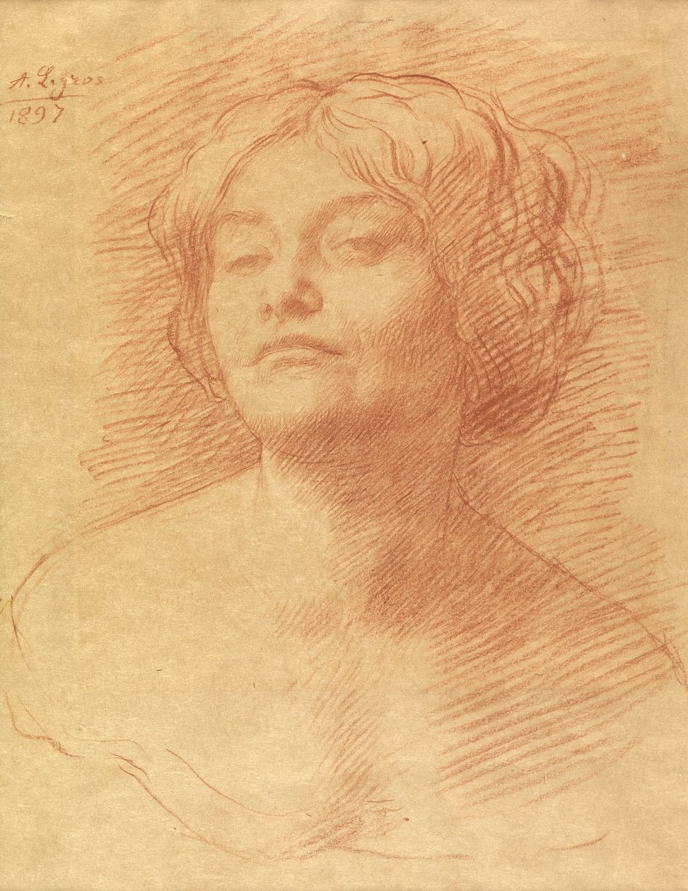 Alice Knewstub, 1897 (kağıt üzerine tebeşir) by Alphonse Legros