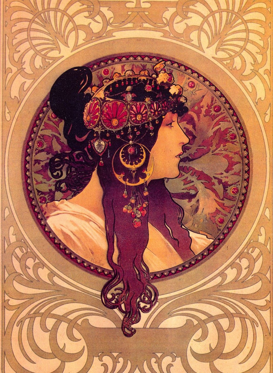 Kadın Küpe by Alphonse Mucha