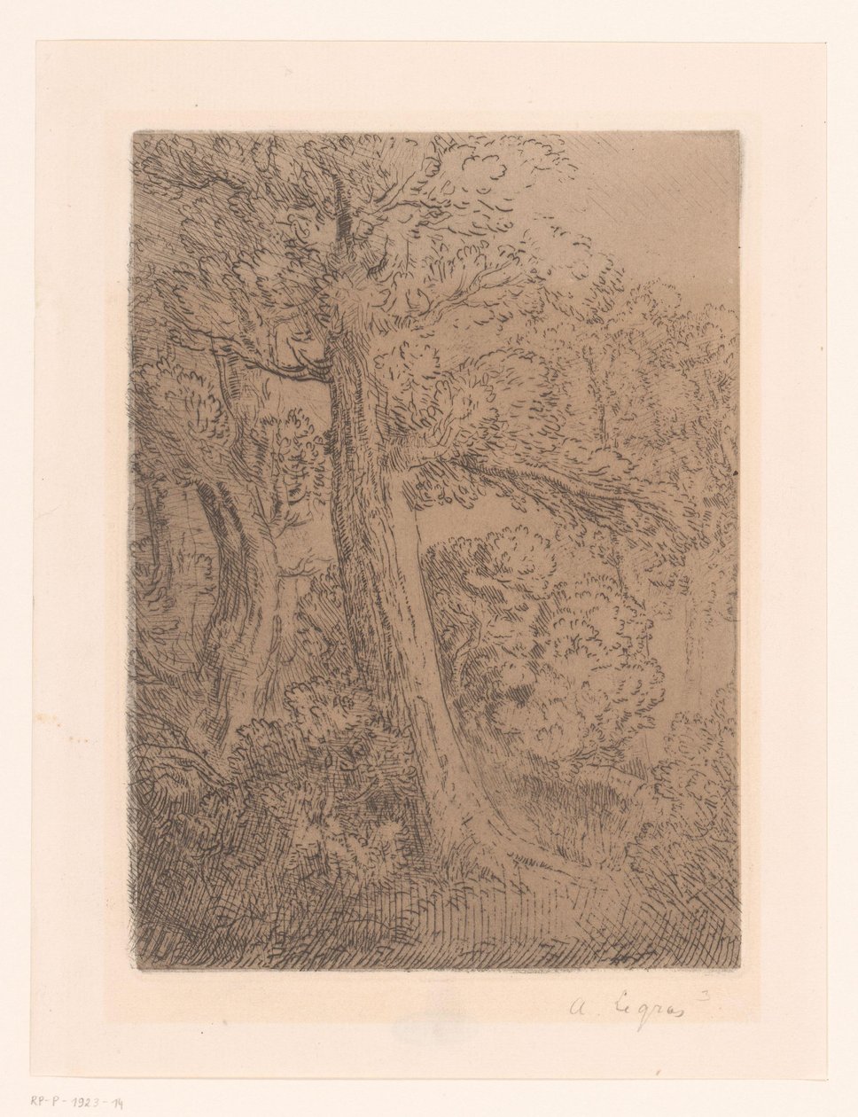 İki ağaç by Alphonse Legros (signed by artist)
