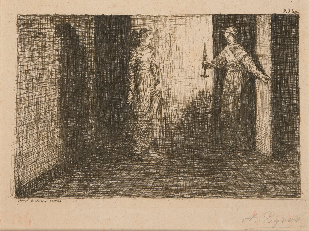 Le Malheur d için 2 İllüstrasyon by Alphonse Legros