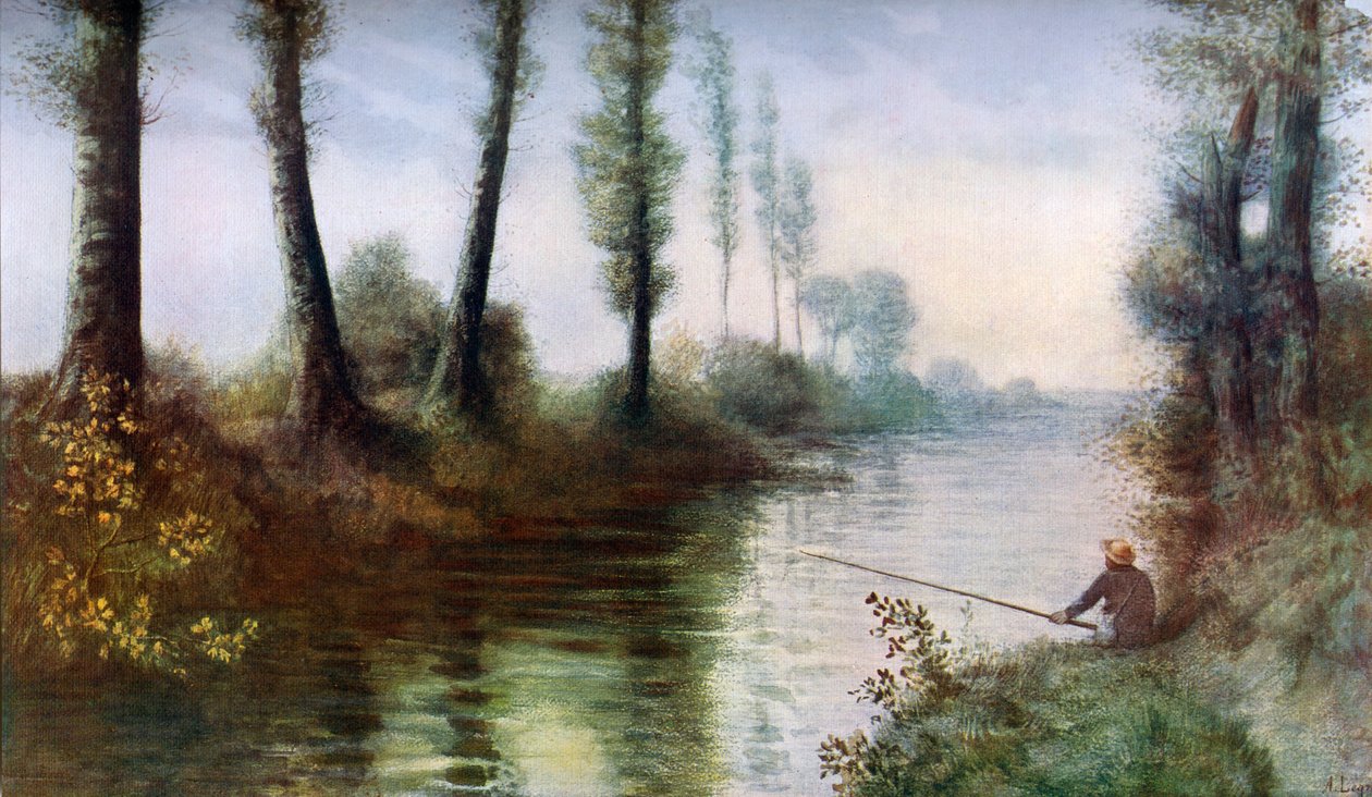 Balıkçılı Bir Kanal, c1857-1911, 1912. by Alphonse Legros