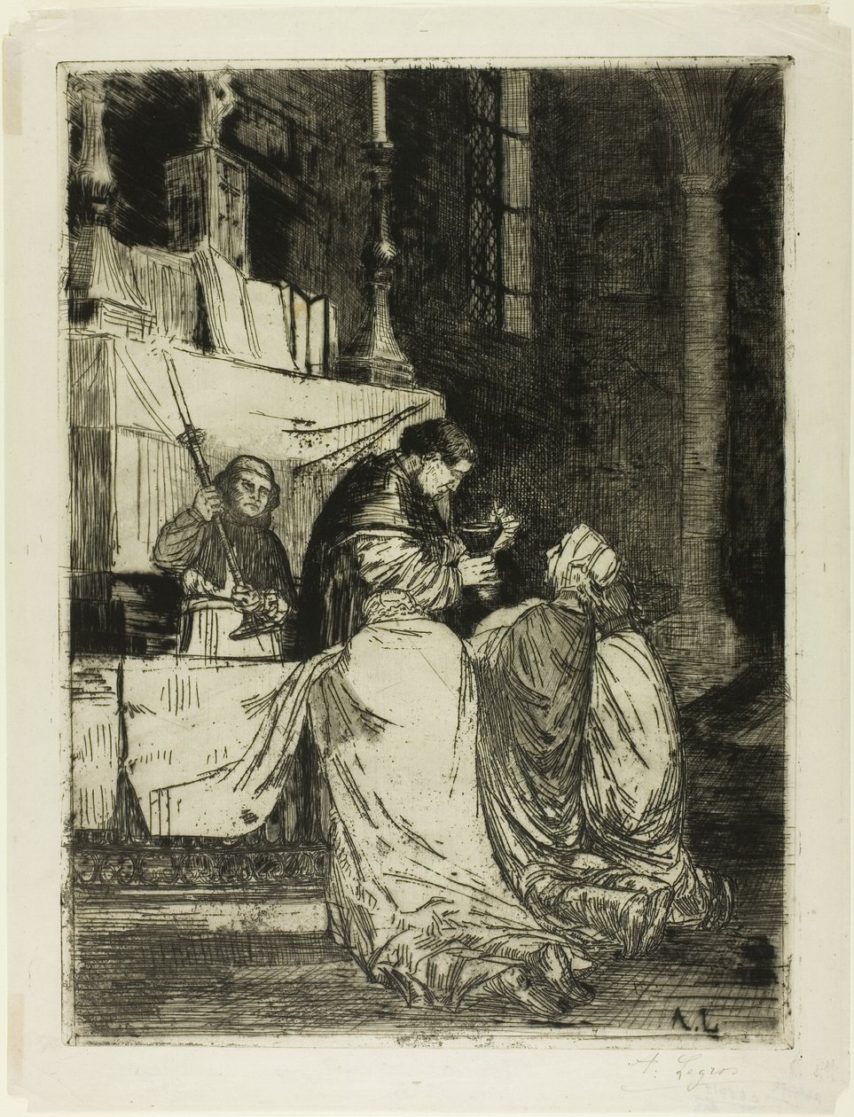 St. Médard Kilisesi'nde Komünyon by Alphonse Legros