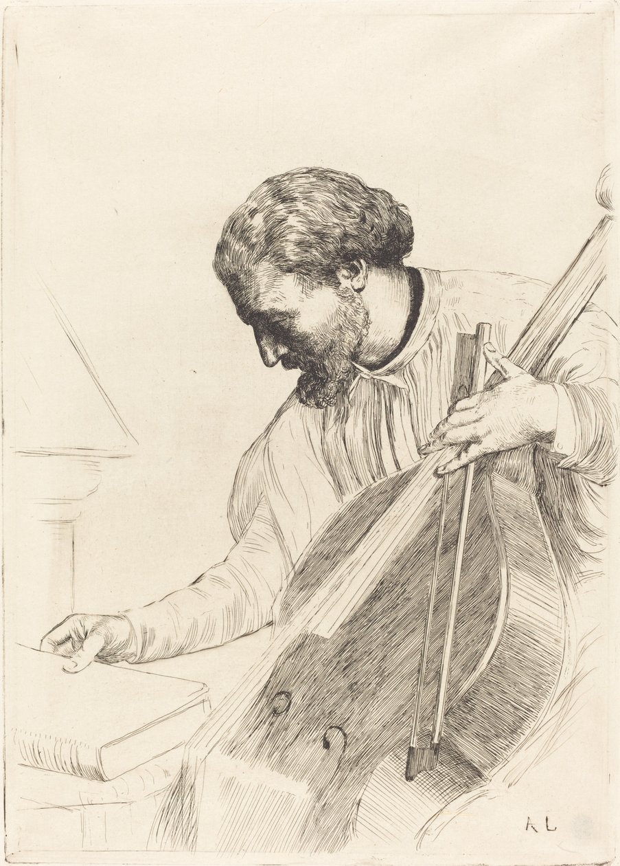 Kontrbas Oyuncu Kontrbas çalar. by Alphonse Legros