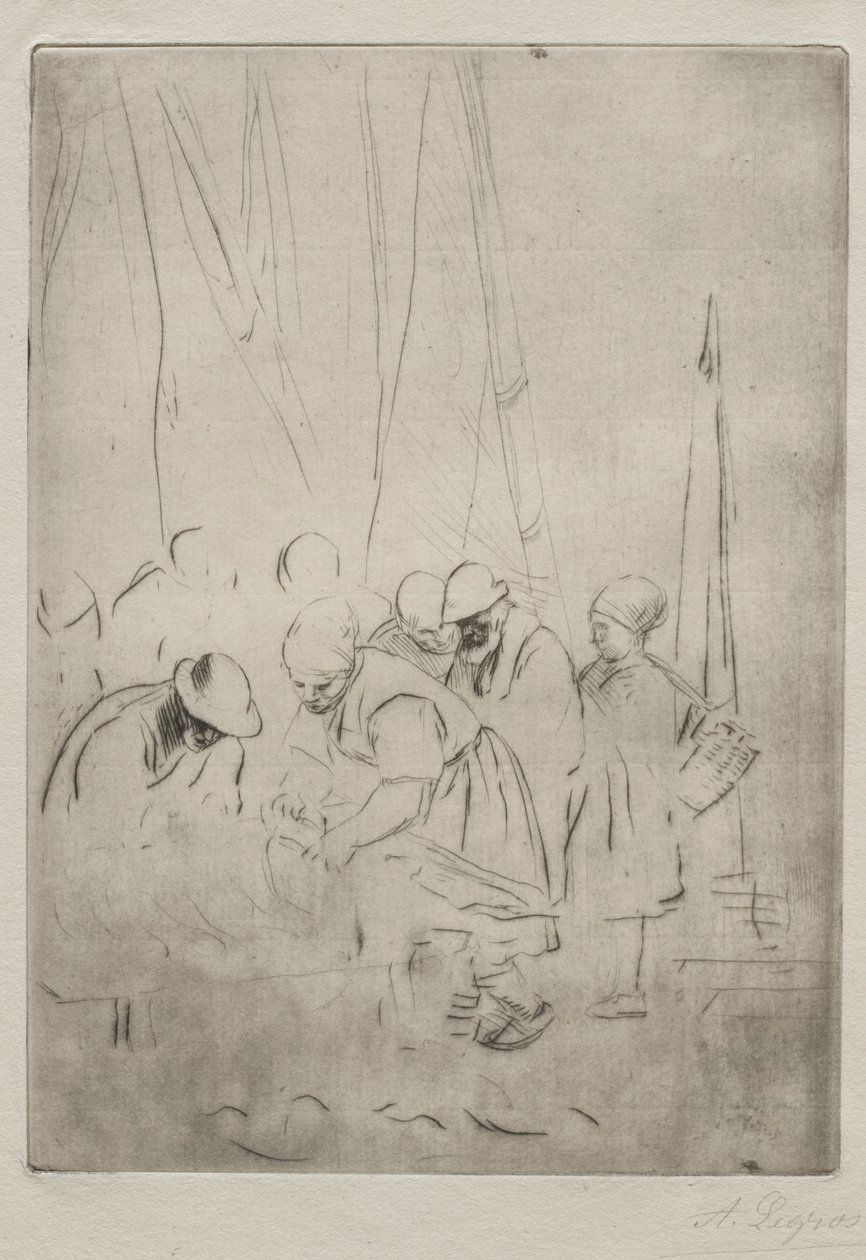 Boulogne İskelesinde Balıkçılar by Alphonse Legros