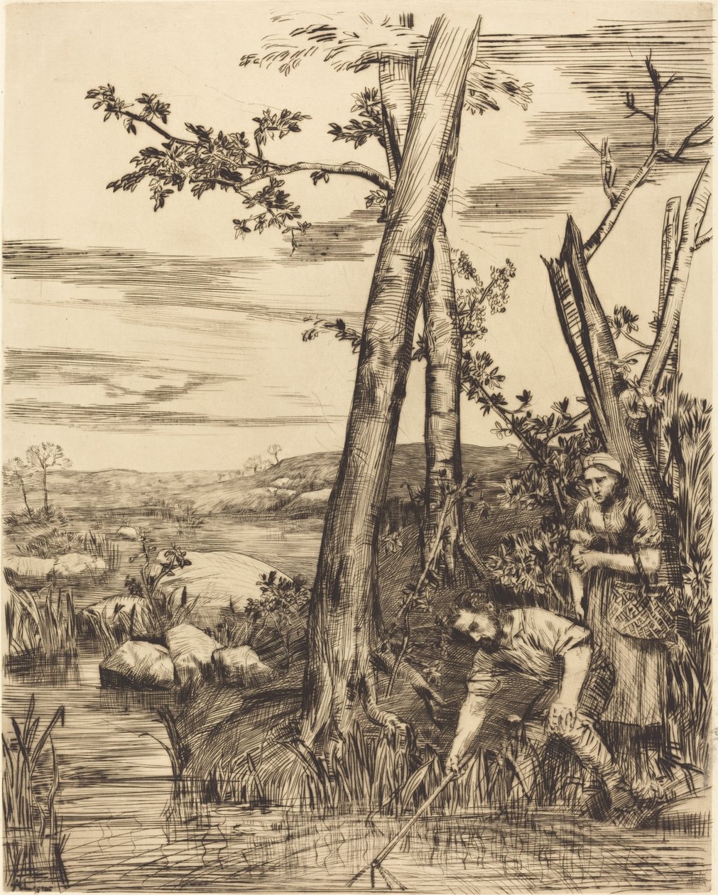 Kerevit Balıkçıları Kerevit balıkçıları için balık tutma. by Alphonse Legros