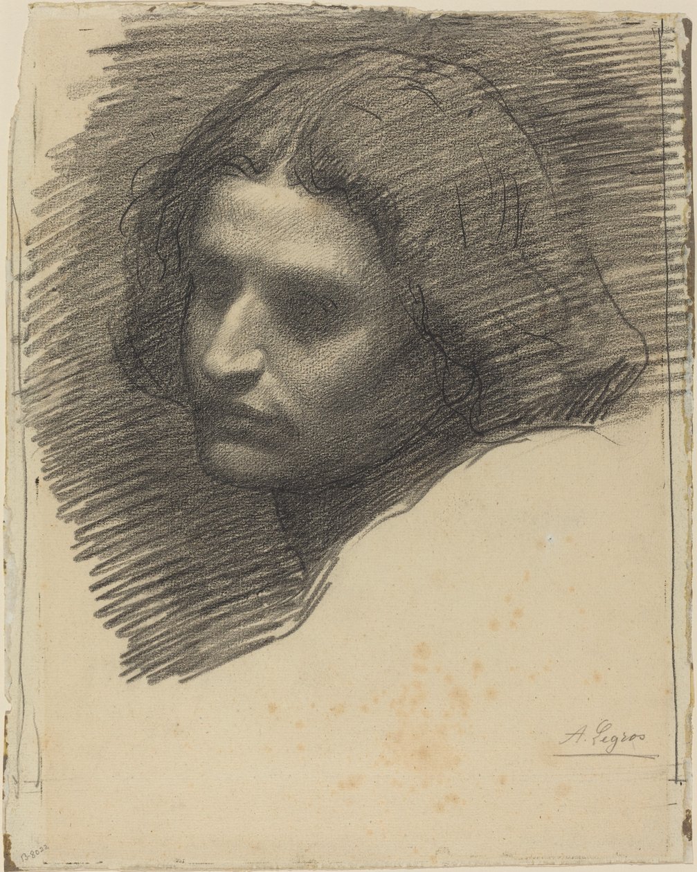 Sola bakan bir adamın başı [rekto]. by Alphonse Legros