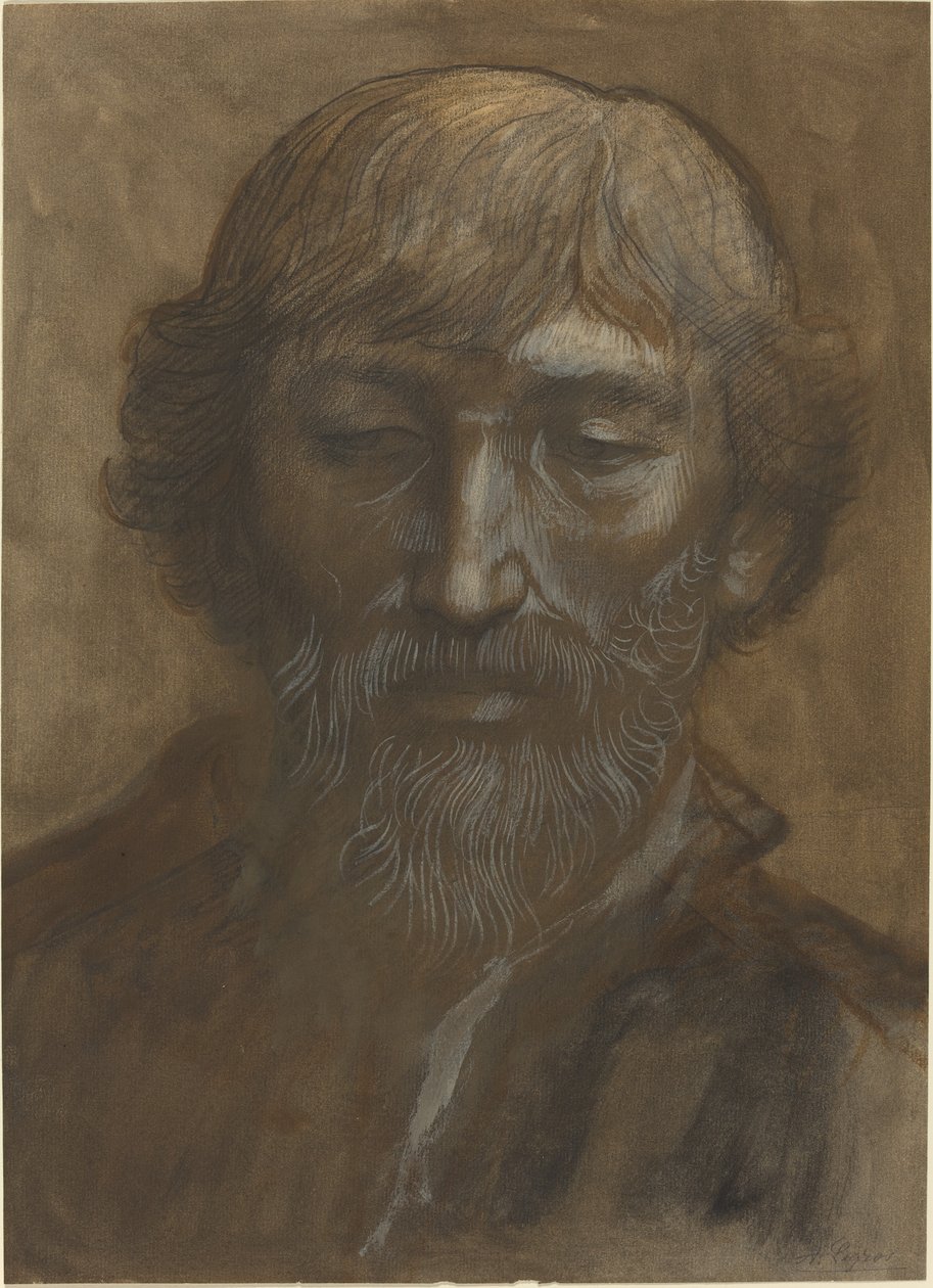 Bir Adamın Başı, Tam Yüz. by Alphonse Legros