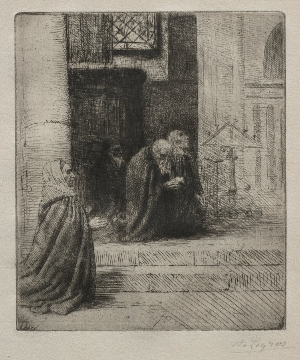 Bir Kilisenin İçi. by Alphonse Legros