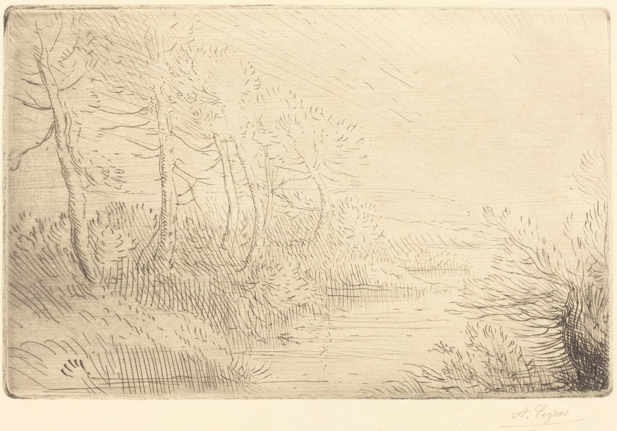 Nehir kıyısı Bord de la Riviere. by Alphonse Legros