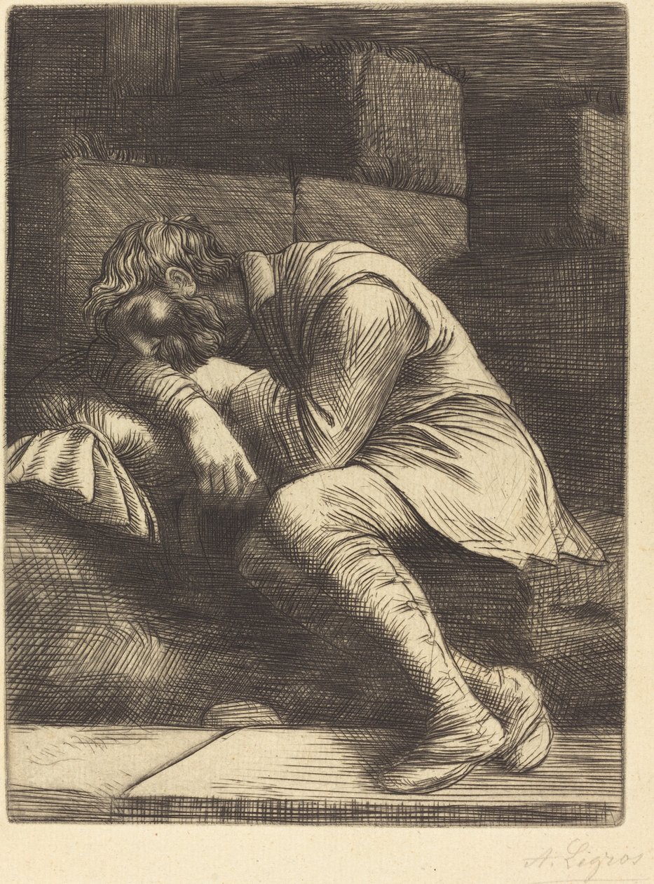 uyuyan dilenci by Alphonse Legros