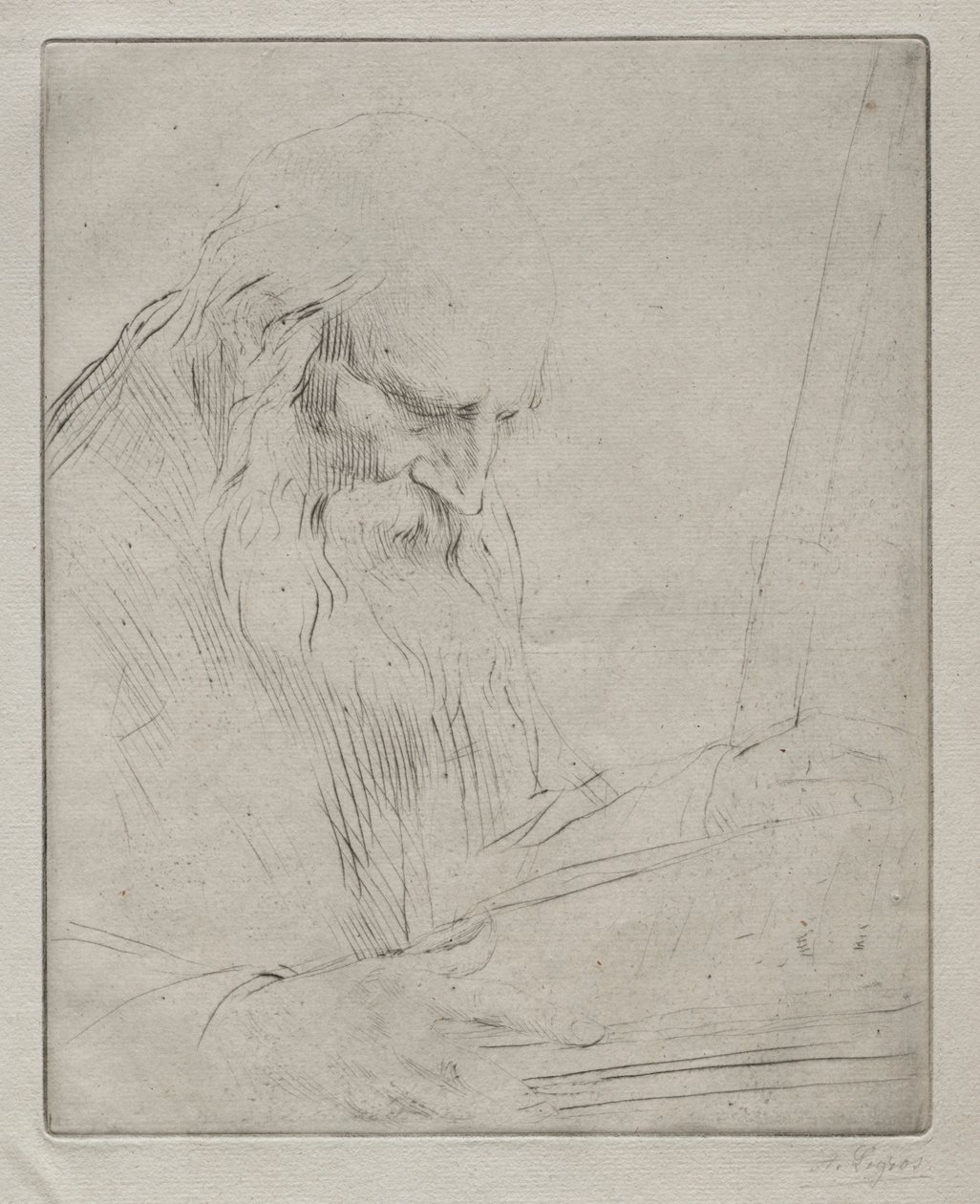 Bir Adam Okuma Çalışması. by Alphonse Legros