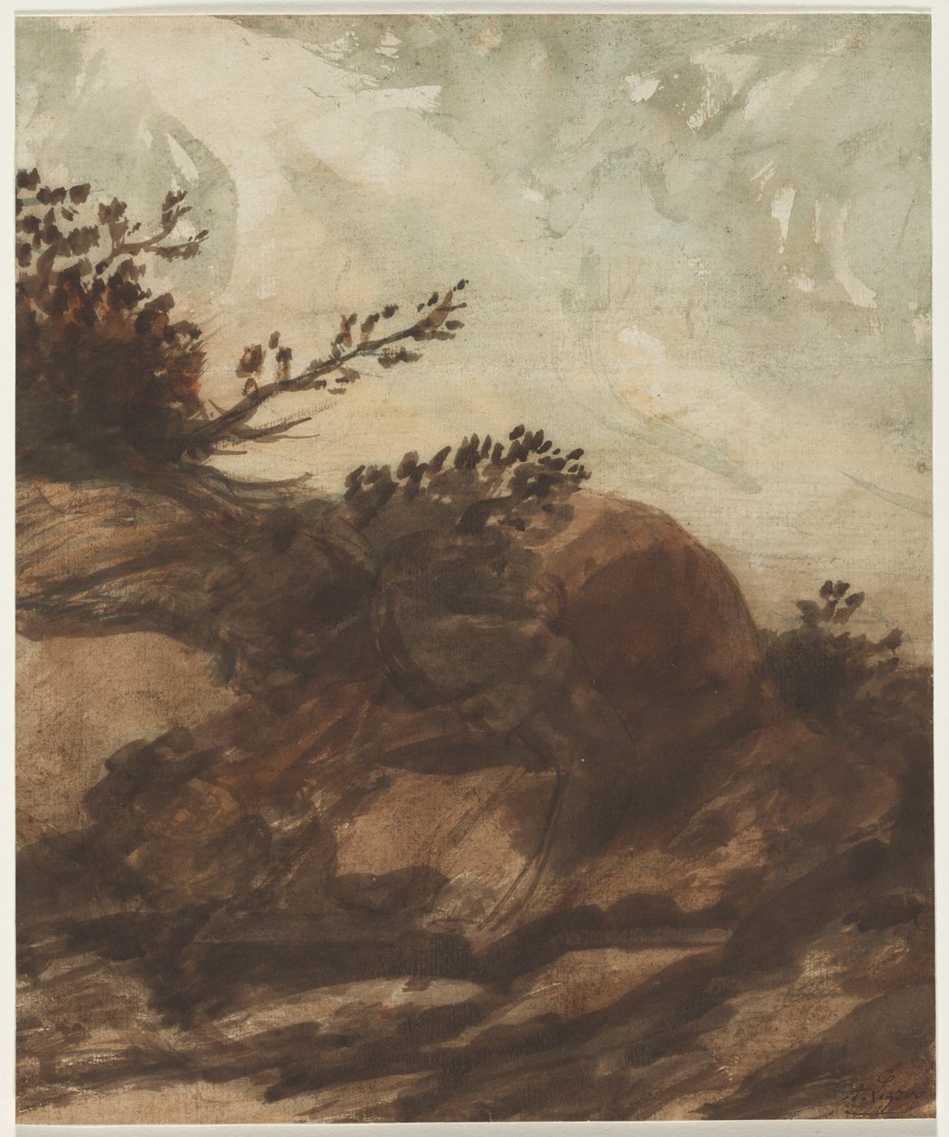 Tepede Gün Batımı, 1800'lerin son yarısı. by Alphonse Legros