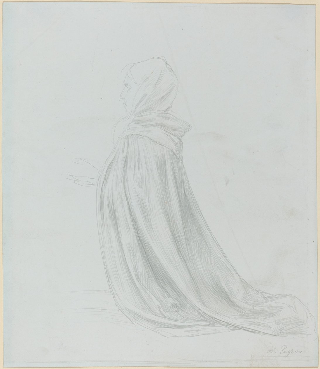 Pelerinli kadın. by Alphonse Legros