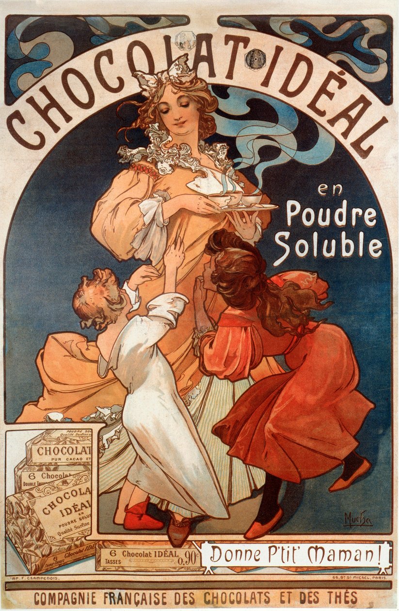 Çikolata ideali için reklam afişi by Alphonse Mucha