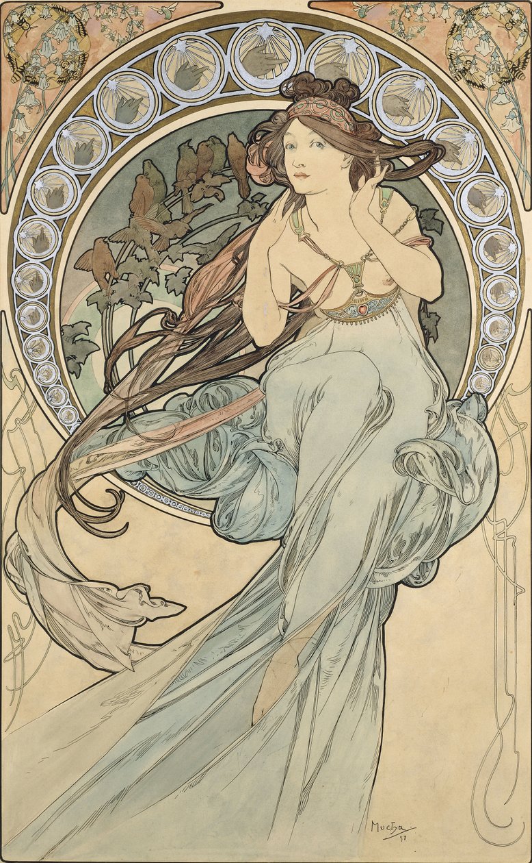 Müzik, 1898 by Alphonse Mucha