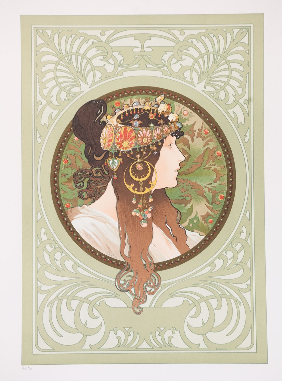 Bizans Başları: Esmer, 1897. by Alphonse Mucha